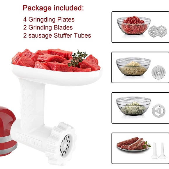 KITCHTREE Food/Meat Grinder Attachment for KitchenAid Mixers w/ Sausage … - Picture 4 of 5